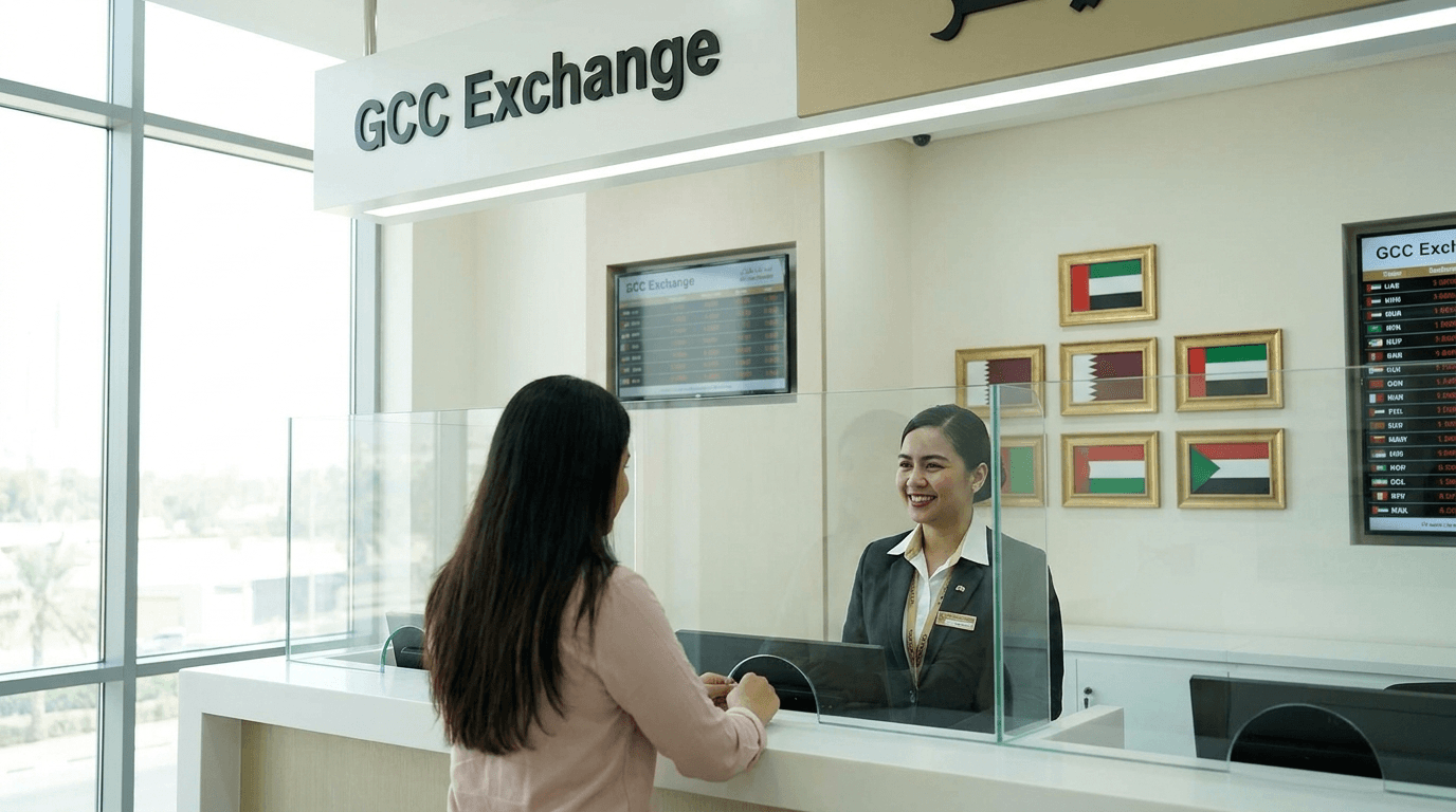 GCC Exchange UAE — currency exchange counter for AED remittances